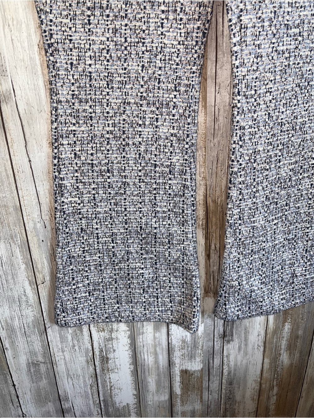 Zara Blue Tweed Boucle High Rise Flare Pants Trousers Size S NWT - Picture 3 of 6